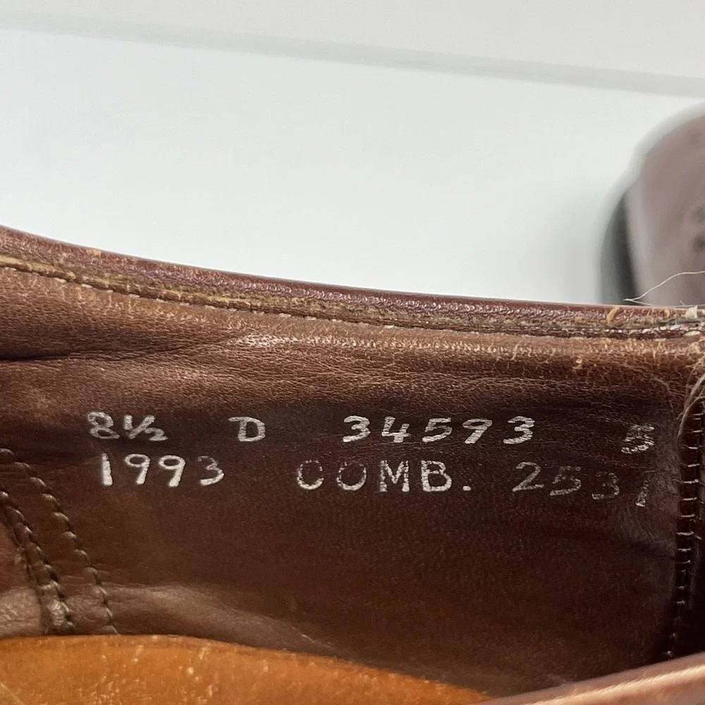 Allen Edmonds Chester Brown Leather Oxford Wingtip Dress Shoes Men's Size 8.5D